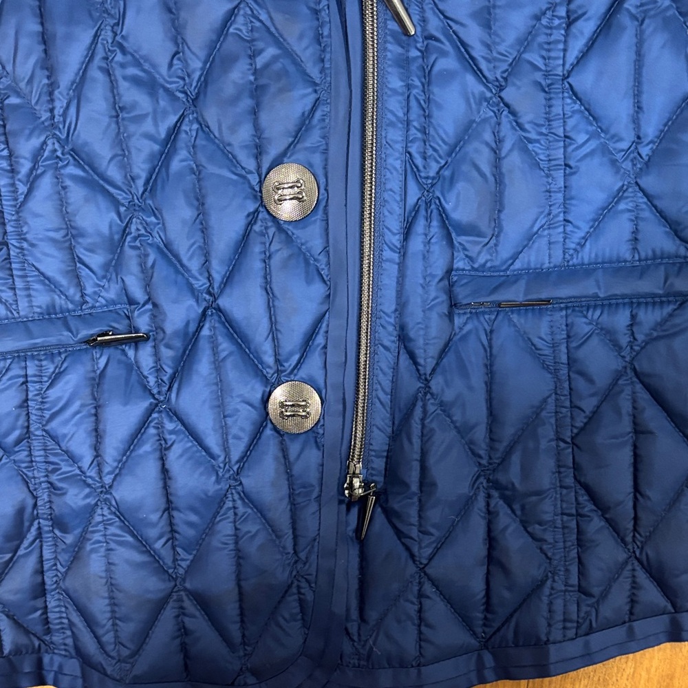 Women's Quilted Puffer Blazer Jacket in Cobalt Blue